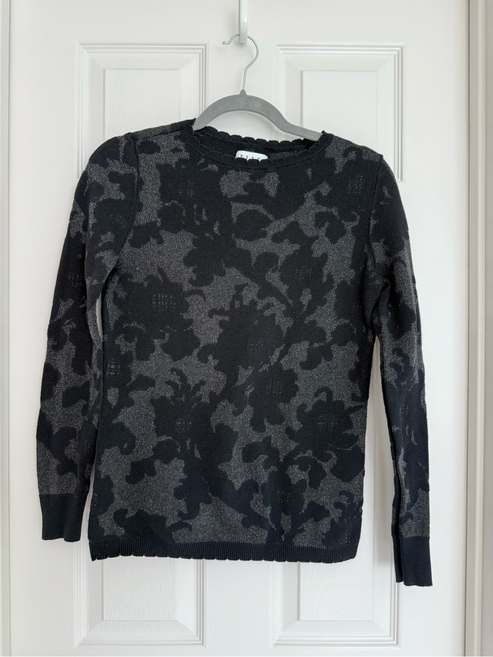 Elle Black and Silver Floral Crewneck Sweater
